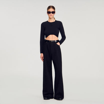 Cropped embroidered T-shirt | Sandro