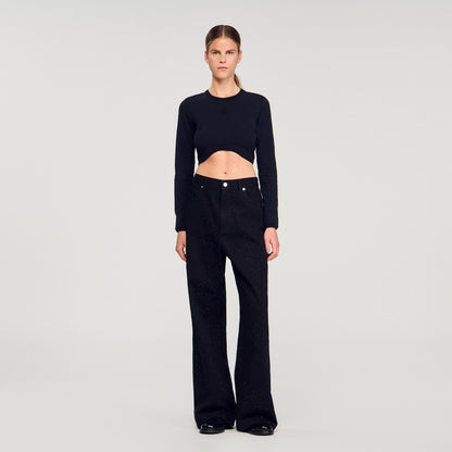 Cropped embroidered T-shirt | Sandro