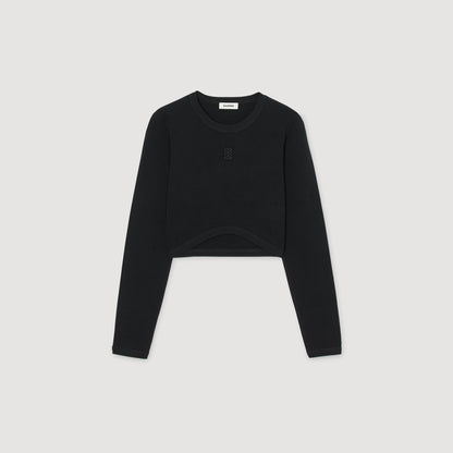 Cropped embroidered T-shirt | Sandro
