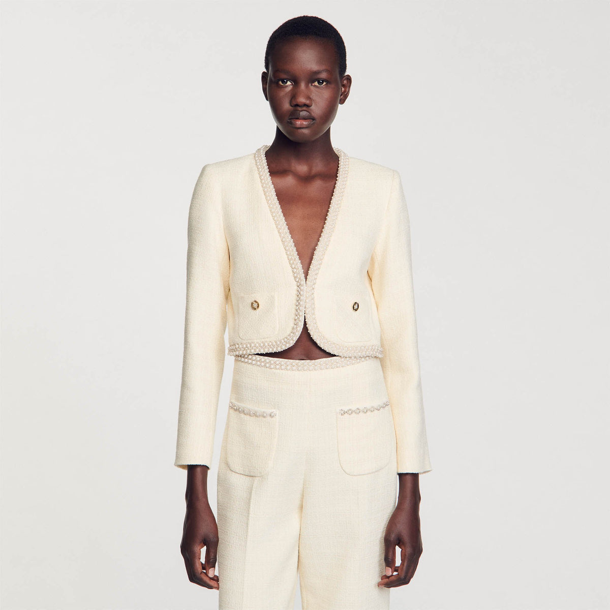 Cropped tweed jacket | Sandro
