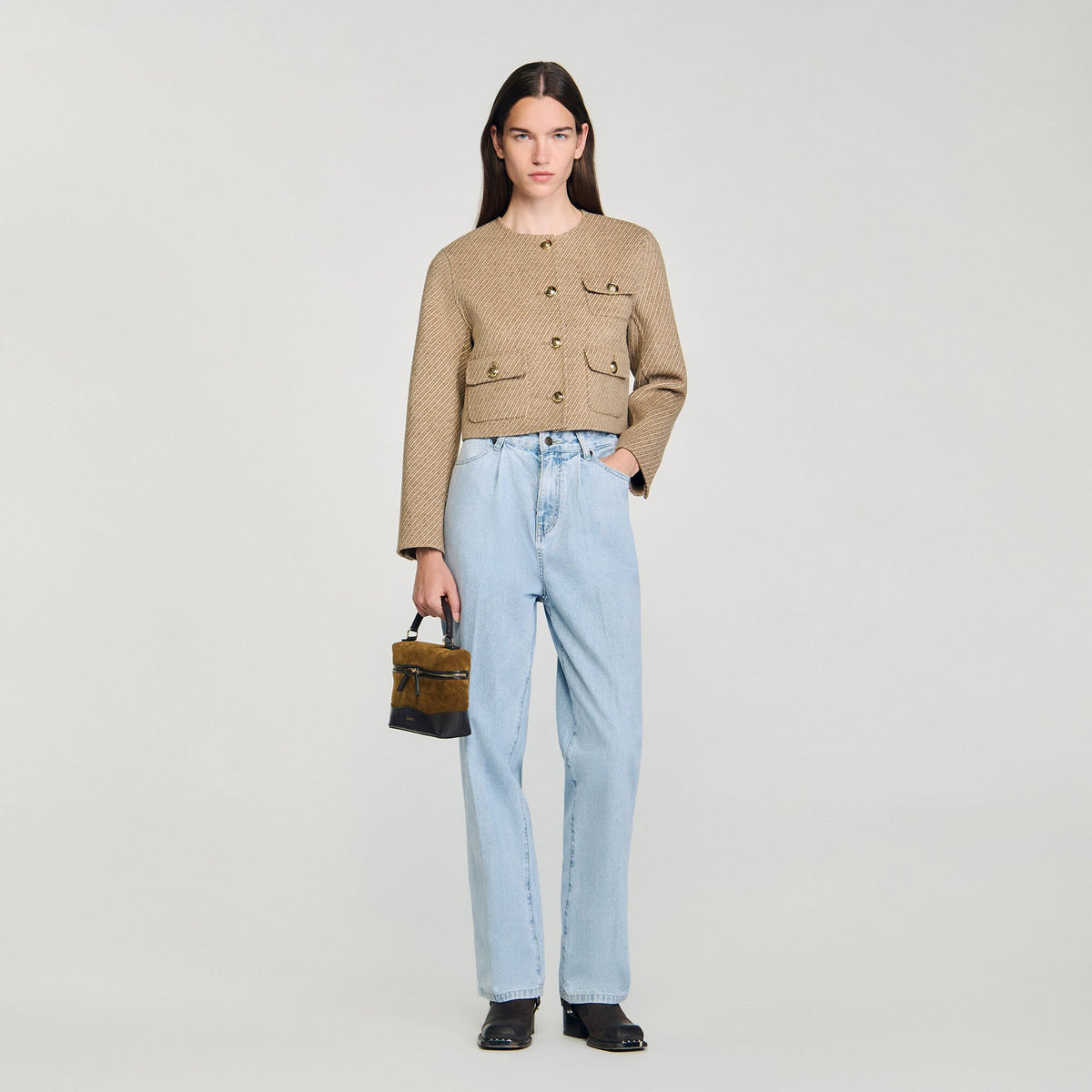 Cropped button-down jacket | Sandro
