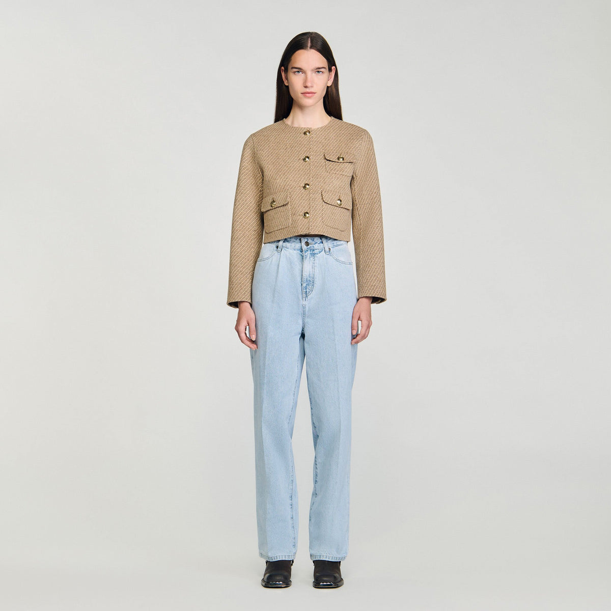 Cropped button-down jacket | Sandro