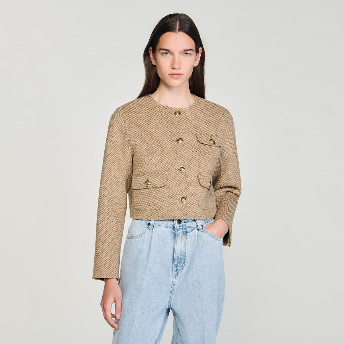 Cropped button-down jacket | Sandro