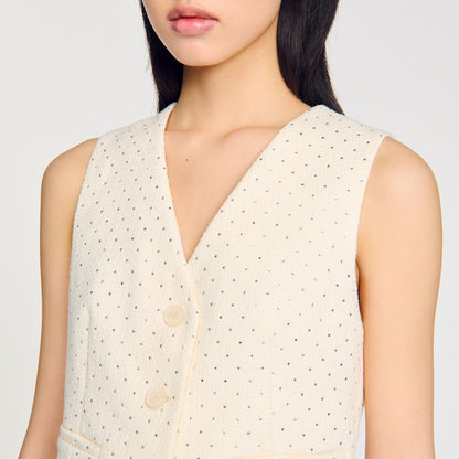 Rhinestone tweed jacket | Sandro