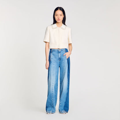 Short-sleeved rhinestone jacket | Sandro