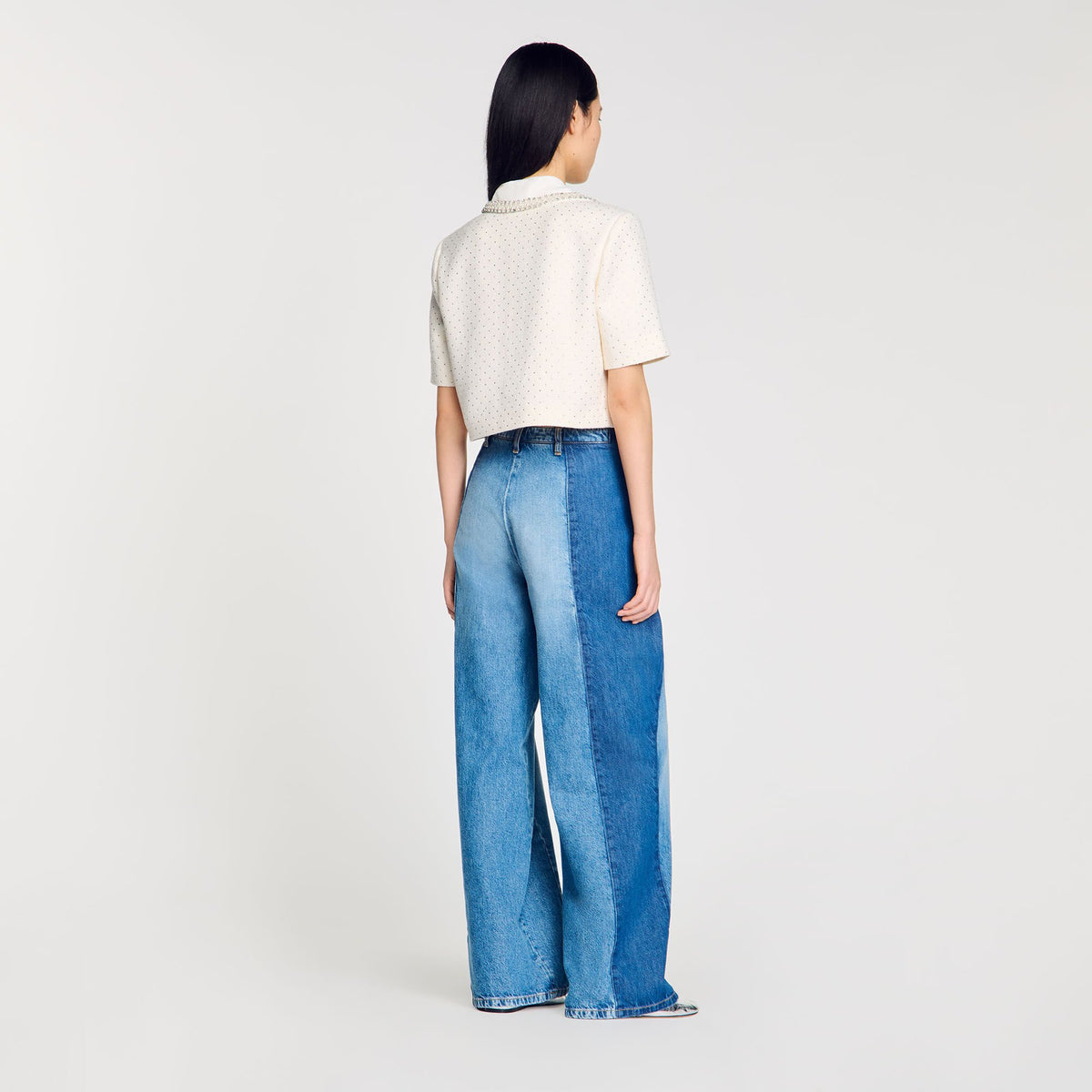 Short-sleeved rhinestone jacket | Sandro