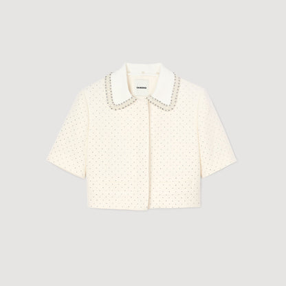 Short-sleeved rhinestone jacket | Sandro