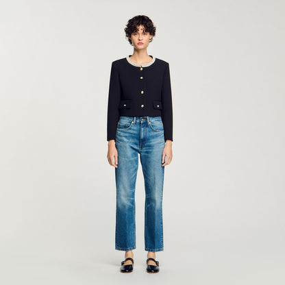Jacket with beaded collar | Sandro
