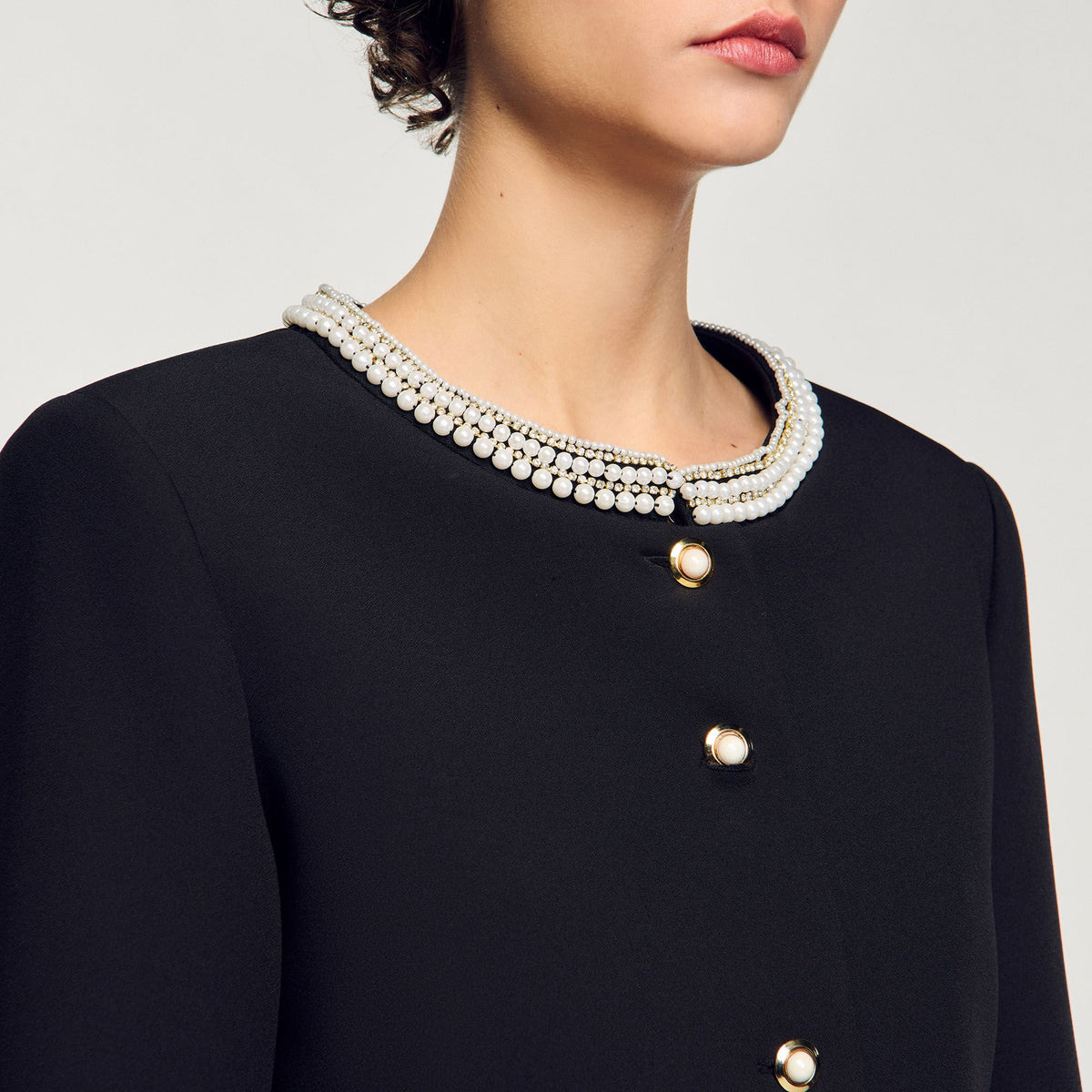 Jacket with beaded collar | Sandro