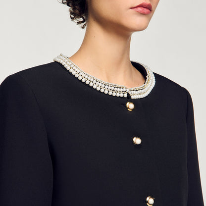Jacket with beaded collar | Sandro