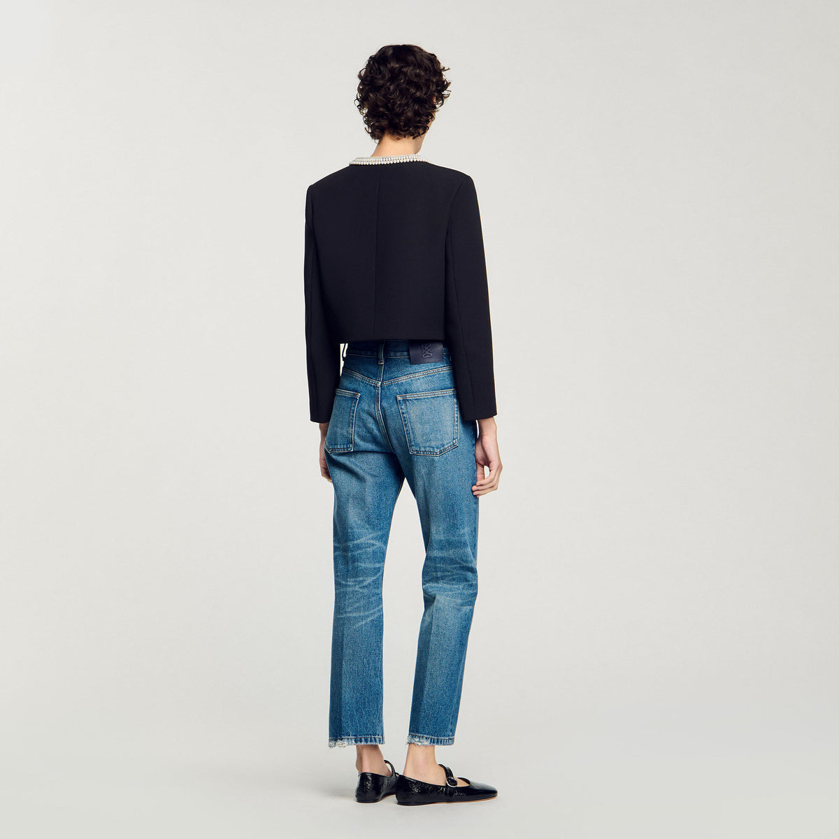Jacket with beaded collar | Sandro