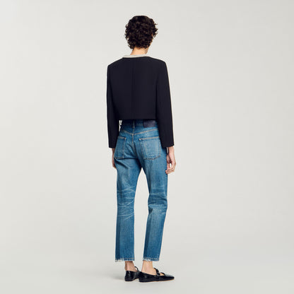 Jacket with beaded collar | Sandro