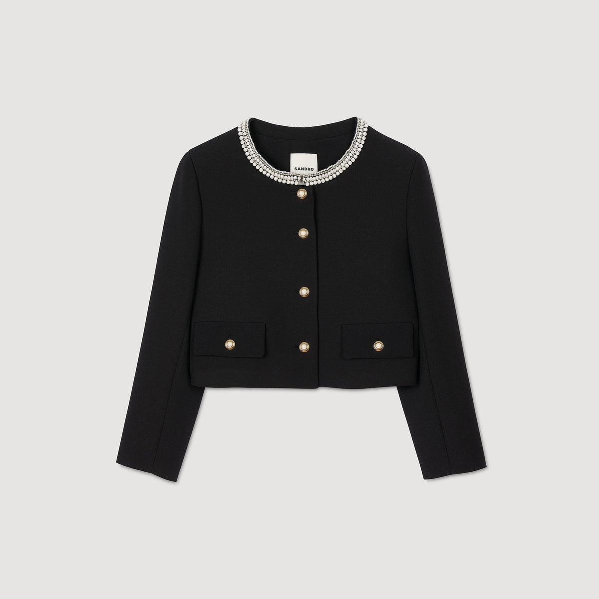 Jacket with beaded collar | Sandro