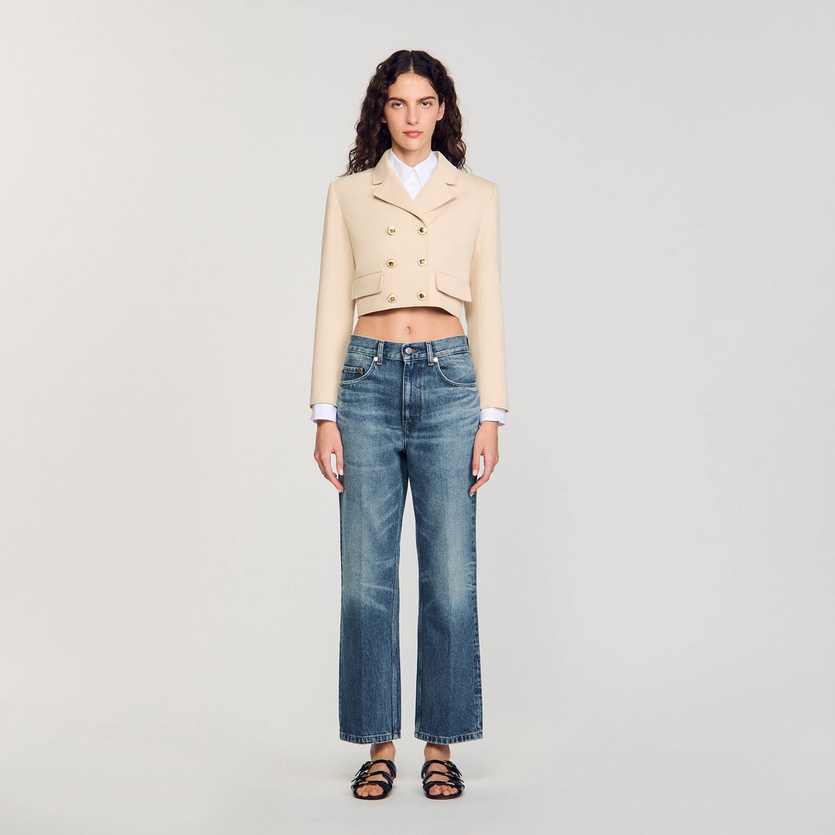 Cropped buttoned jacket | Sandro
