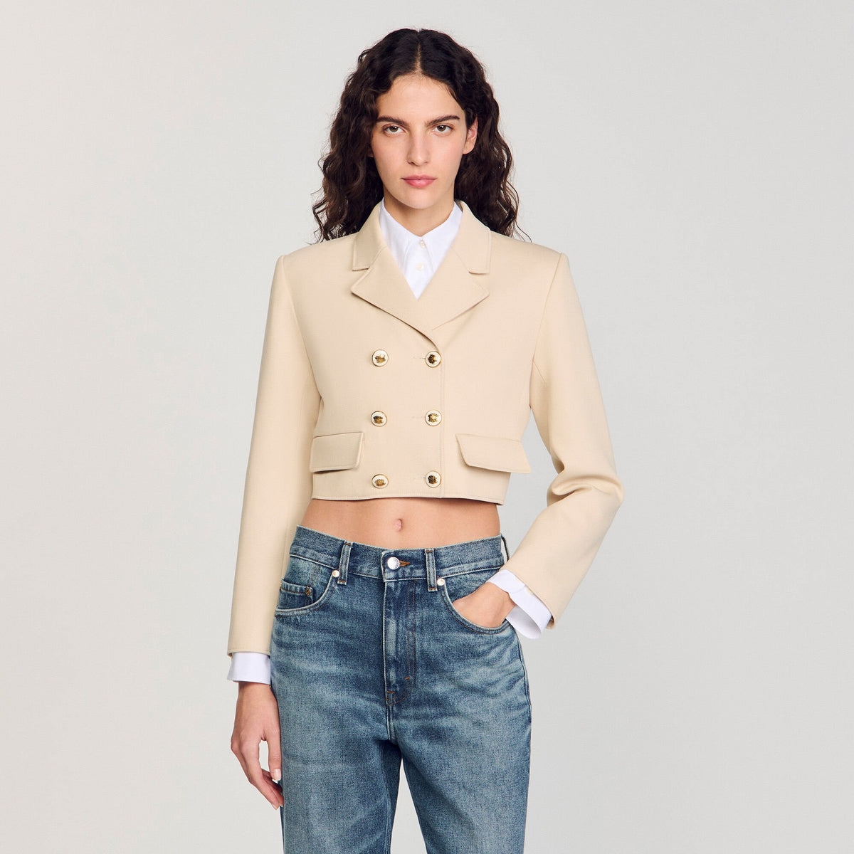 Cropped buttoned jacket | Sandro