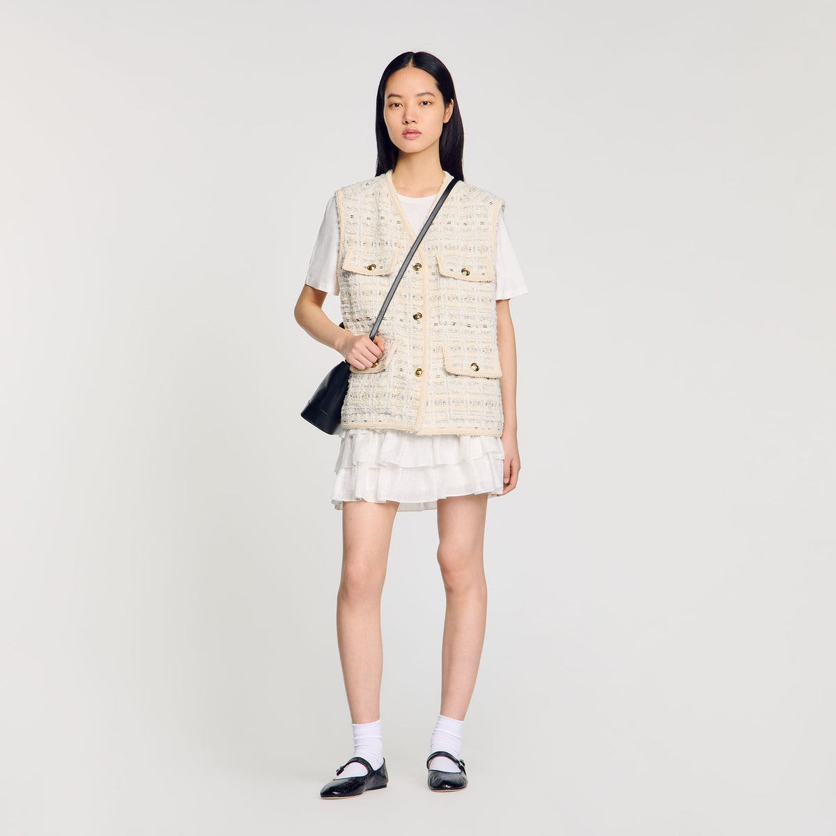 Sleeveless tweed jacket | Sandro