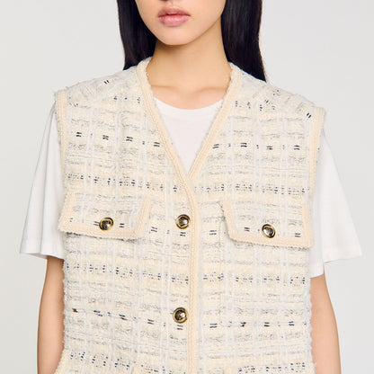Sleeveless tweed jacket | Sandro
