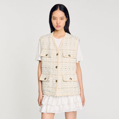 Sleeveless tweed jacket | Sandro