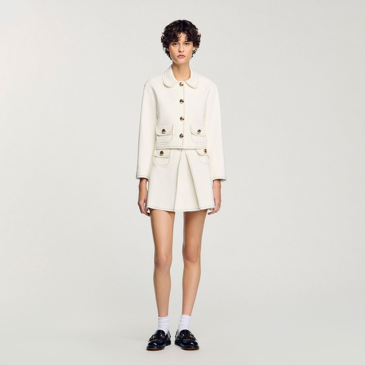 Peter Pan collar cropped jacket | Sandro