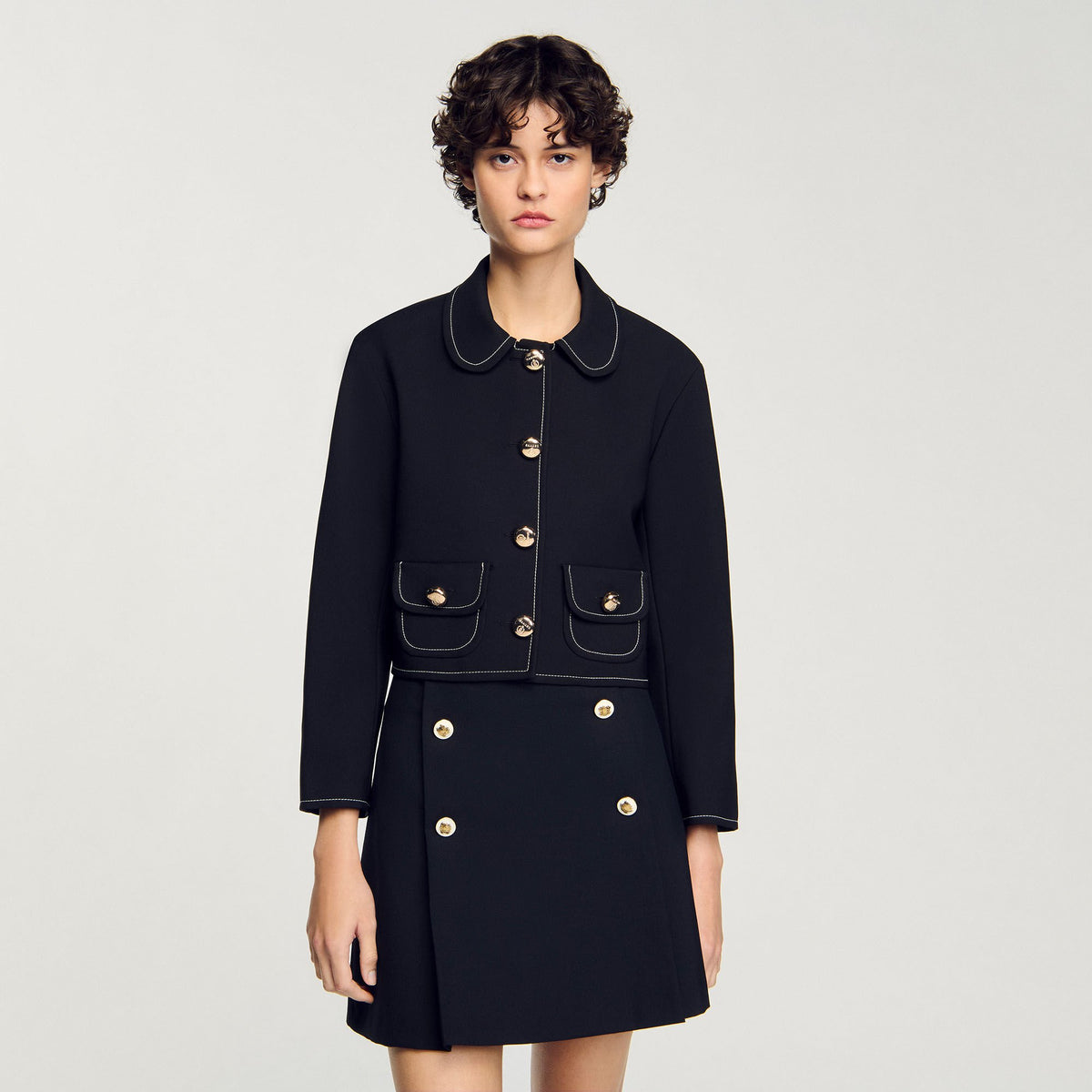 Peter Pan collar cropped jacket | Sandro