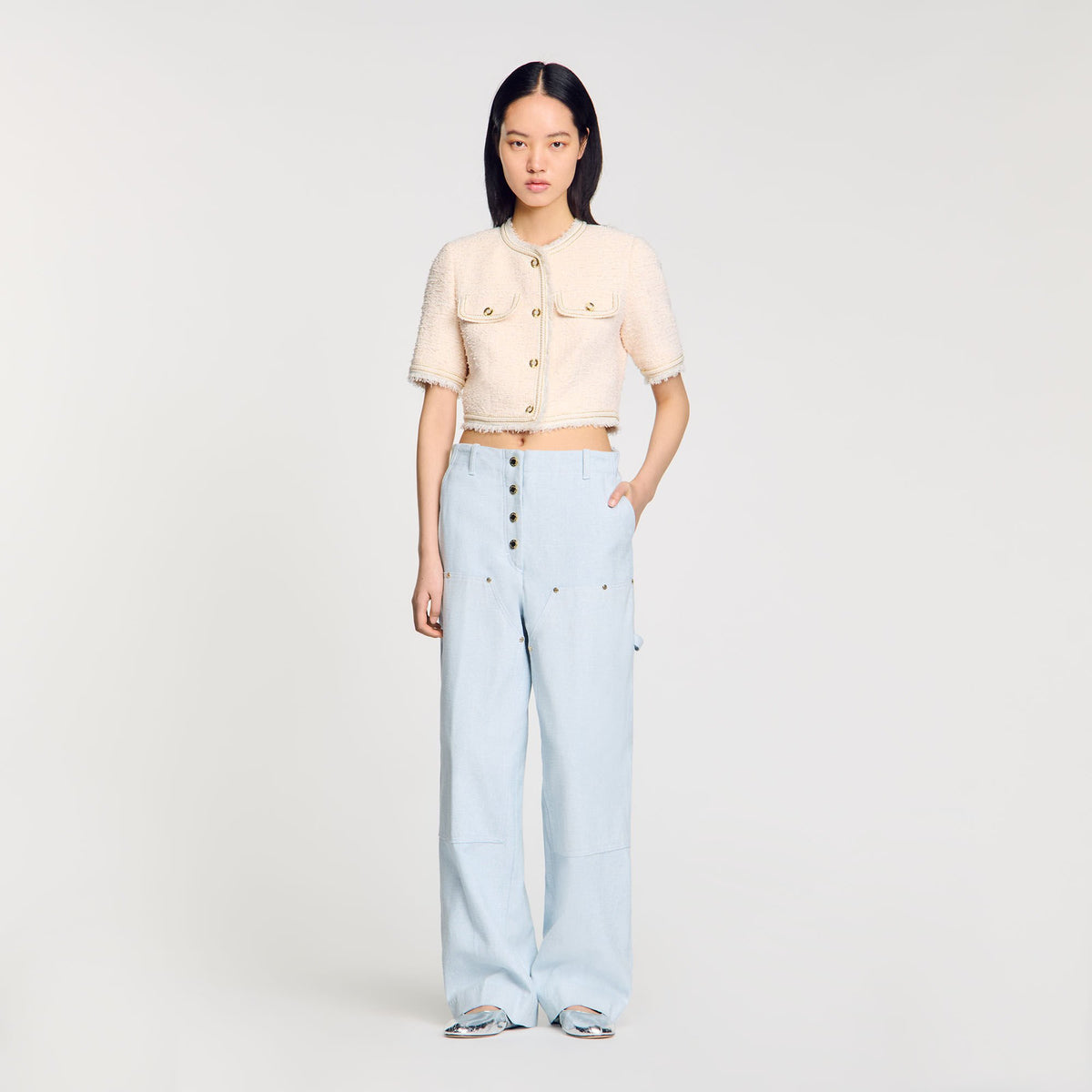 Short-sleeved tweed jacket | Sandro