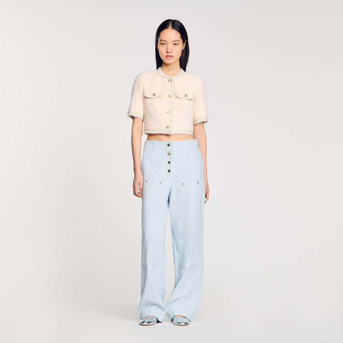 Short-sleeved tweed jacket | Sandro