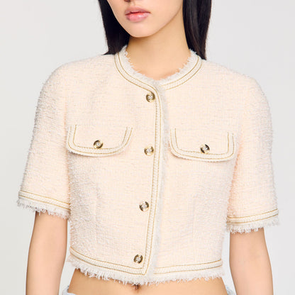 Short-sleeved tweed jacket | Sandro