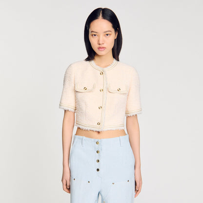 Short-sleeved tweed jacket | Sandro