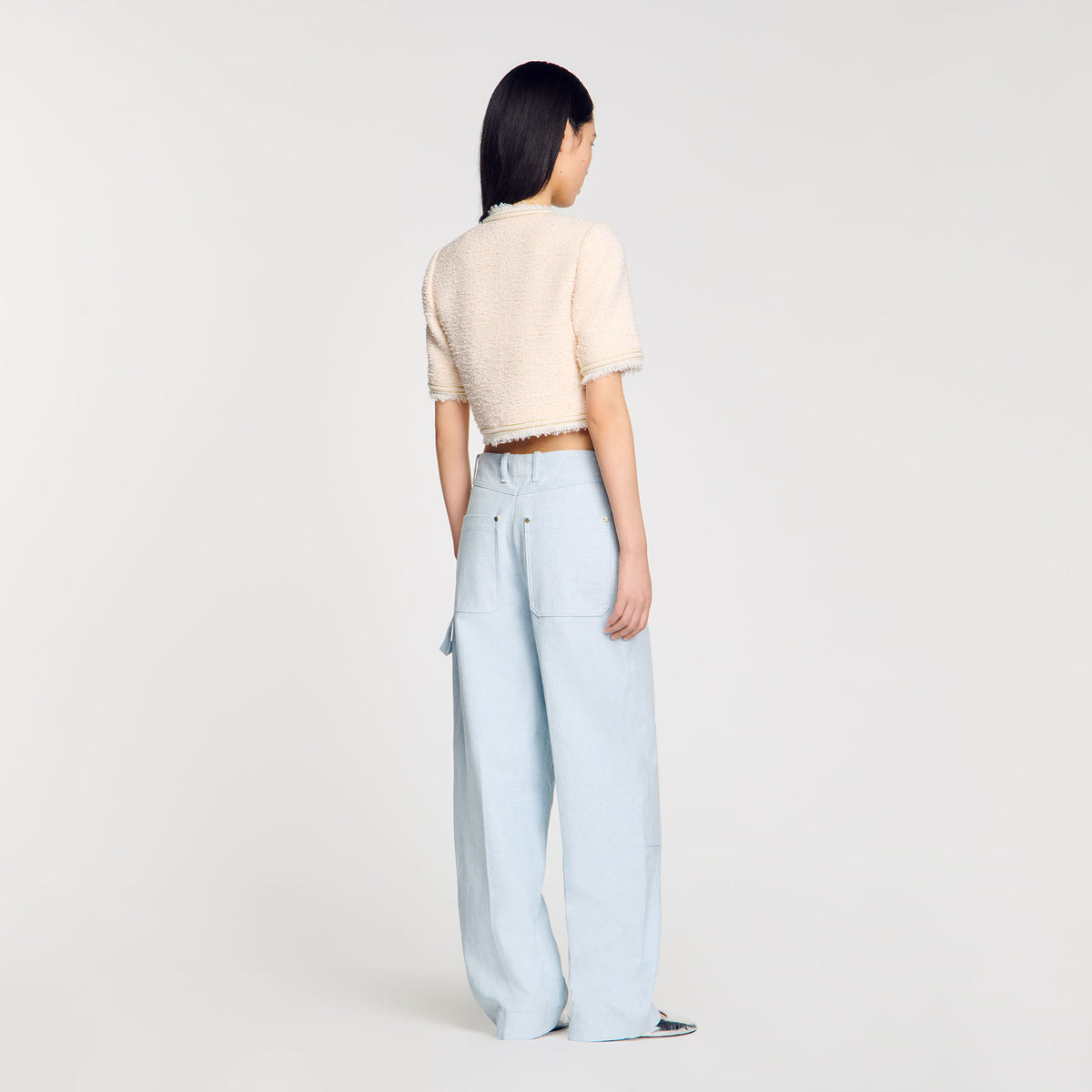 Short-sleeved tweed jacket | Sandro