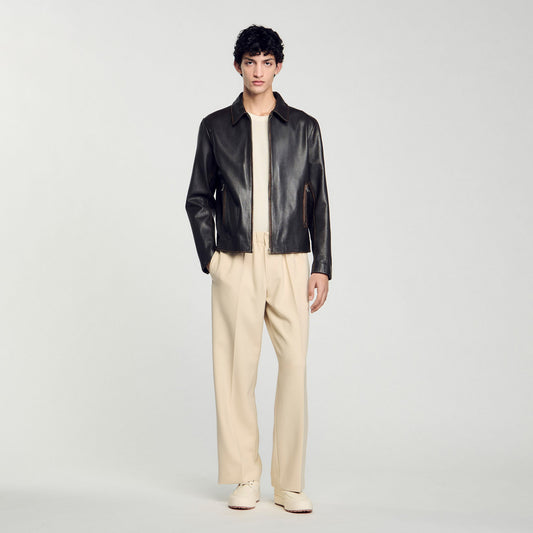 Distressed-look leather jacket | Sandro