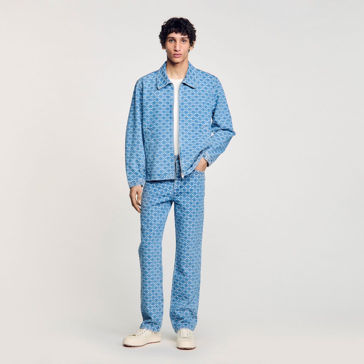Square cross denim jacket | Sandro