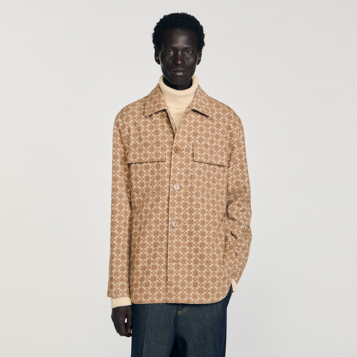 Square Cross jacquard overshirt | Sandro