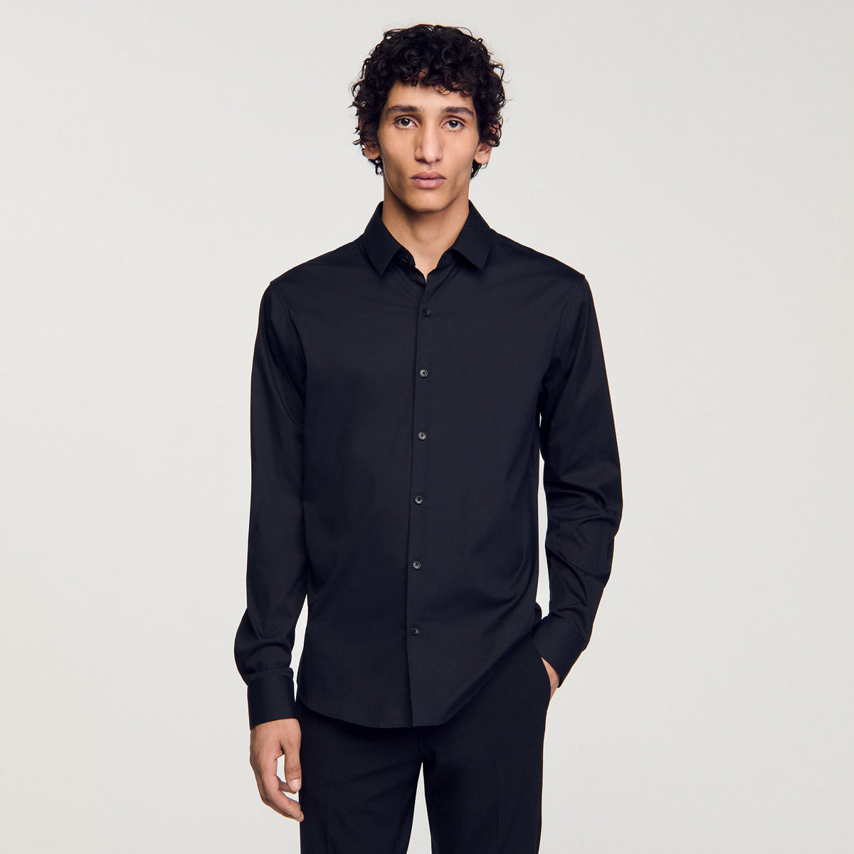 Fitted stretch cotton shirt | Sandro