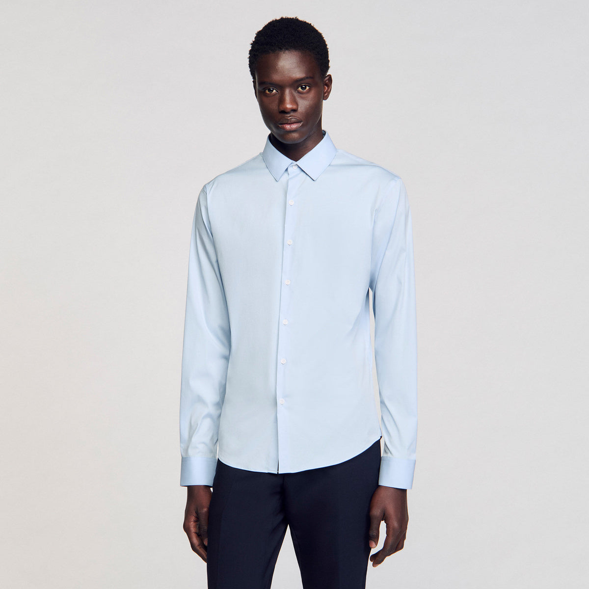 Fitted stretch cotton shirt | Sandro