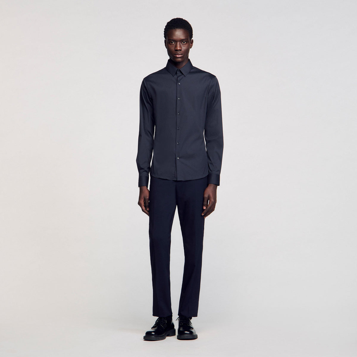 Fitted stretch cotton shirt | Sandro