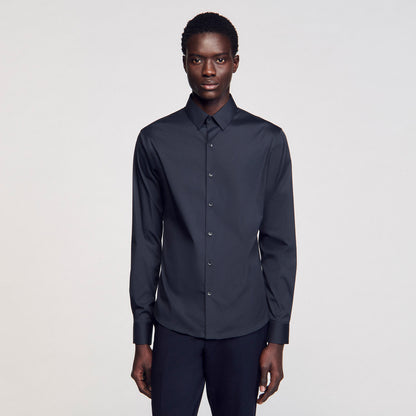 Fitted stretch cotton shirt | Sandro