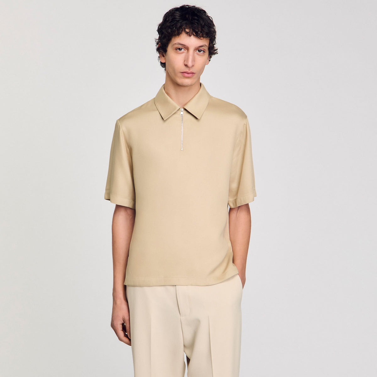 Zip-neck polo shirt | Sandro