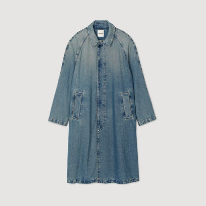 Long faded denim coat | Sandro