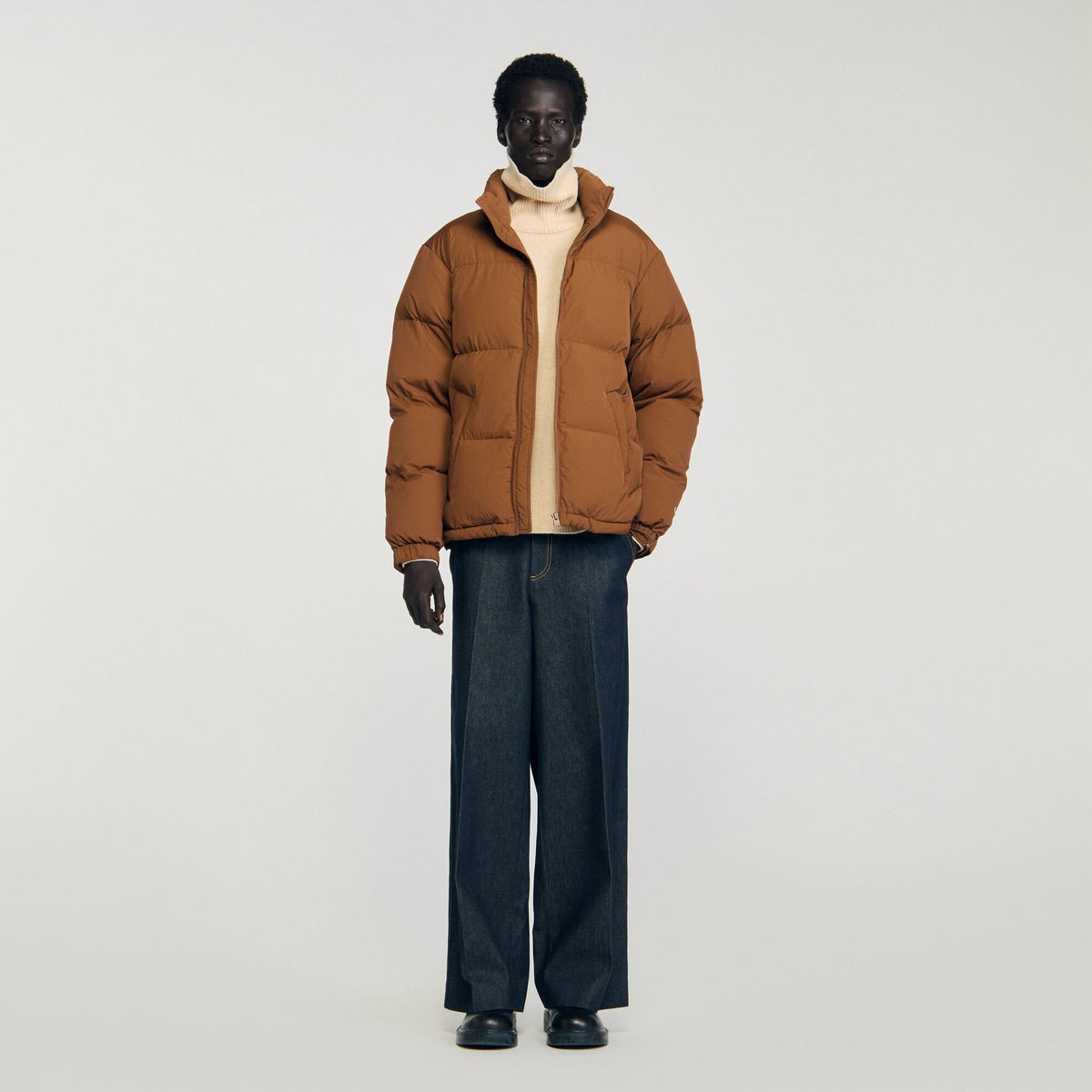 Hooded puffer with high collar | Sandro