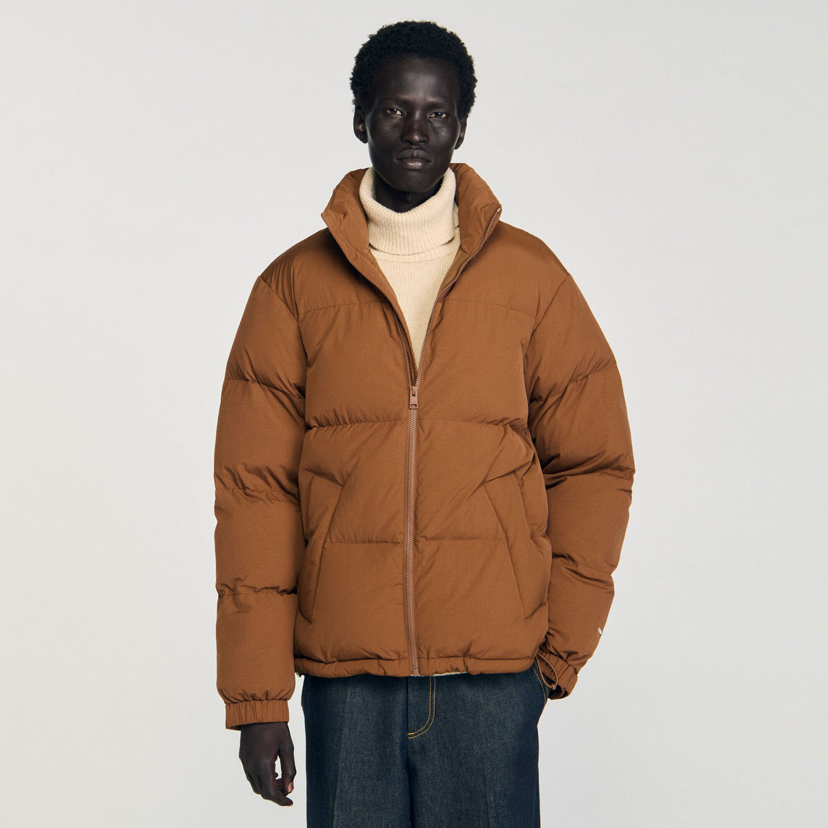Hooded puffer with high collar | Sandro