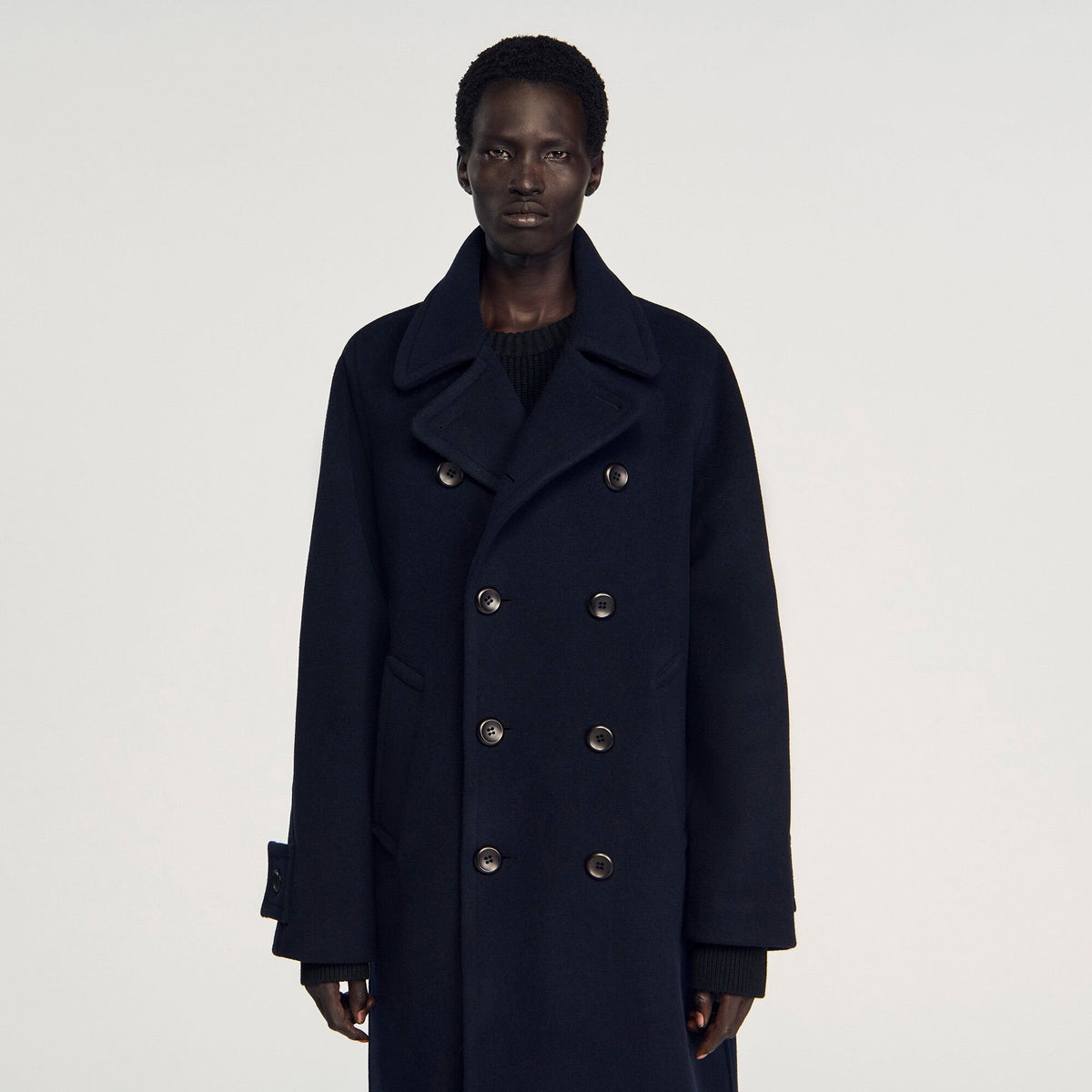 Double-breasted wool coat | Sandro