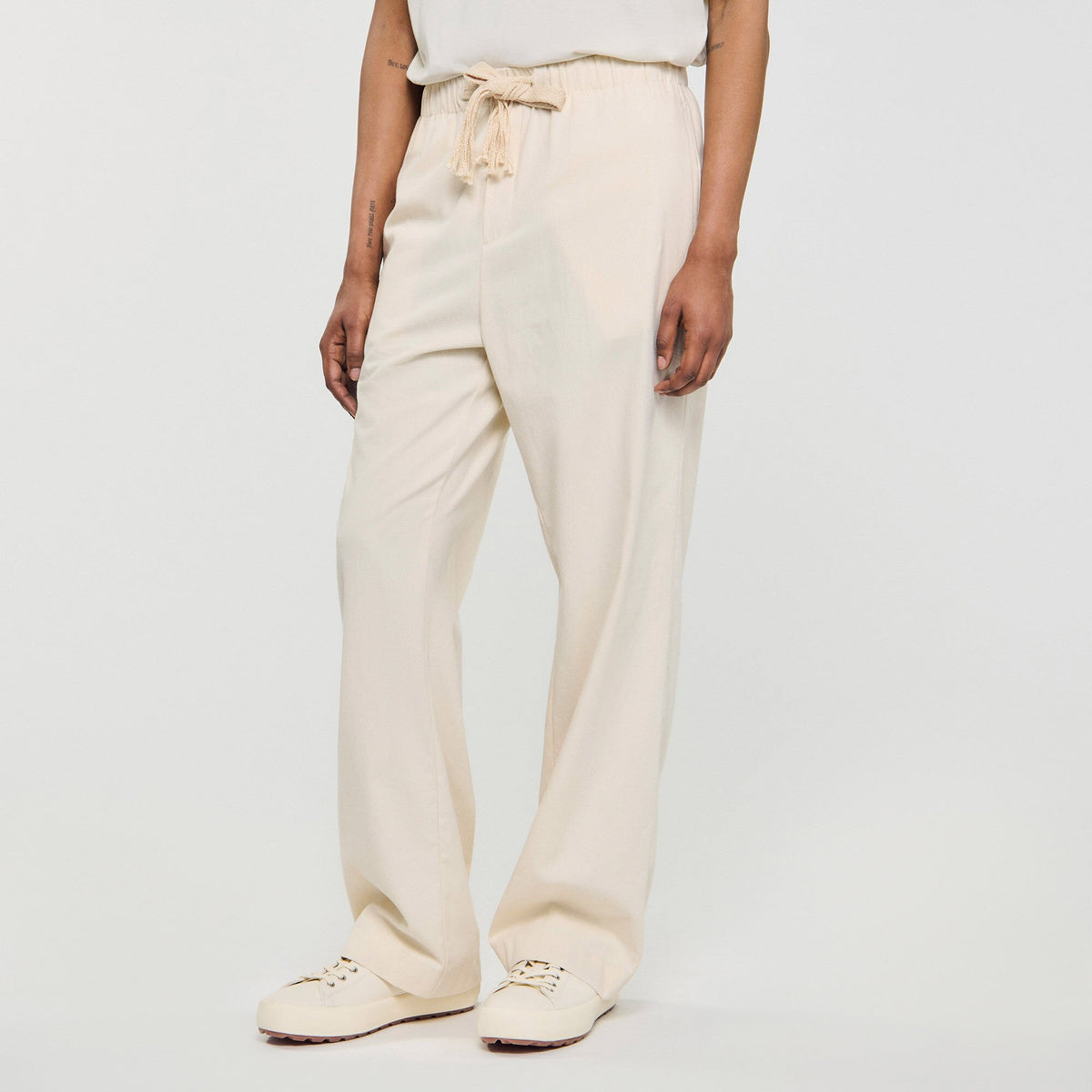 Wide-leg elasticated cotton trousers | Sandro