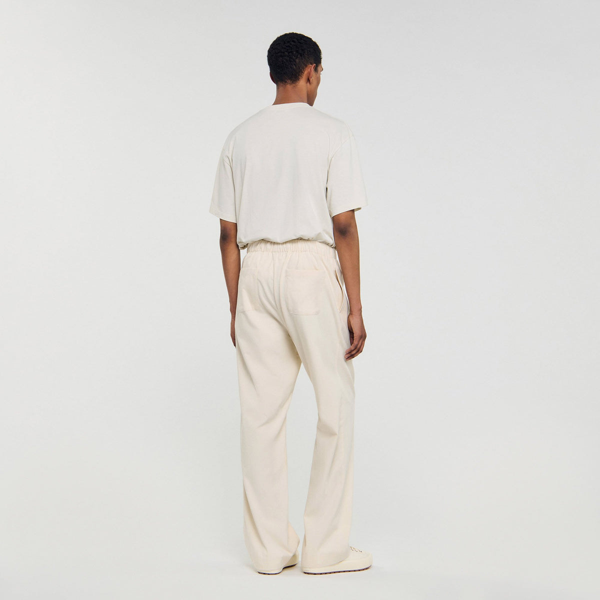 Wide-leg elasticated cotton trousers | Sandro