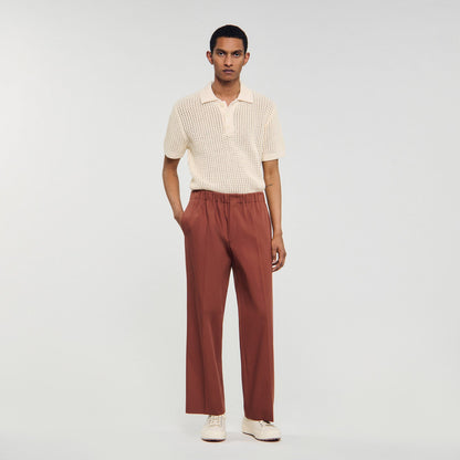 Elasticated wide-leg cotton trousers | Sandro