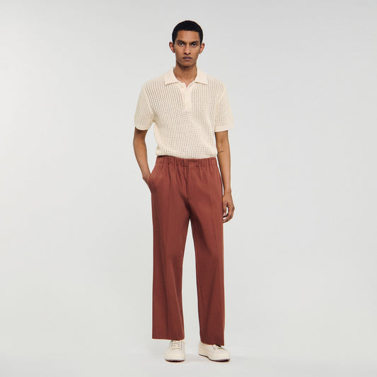 Elasticated wide-leg cotton trousers | Sandro