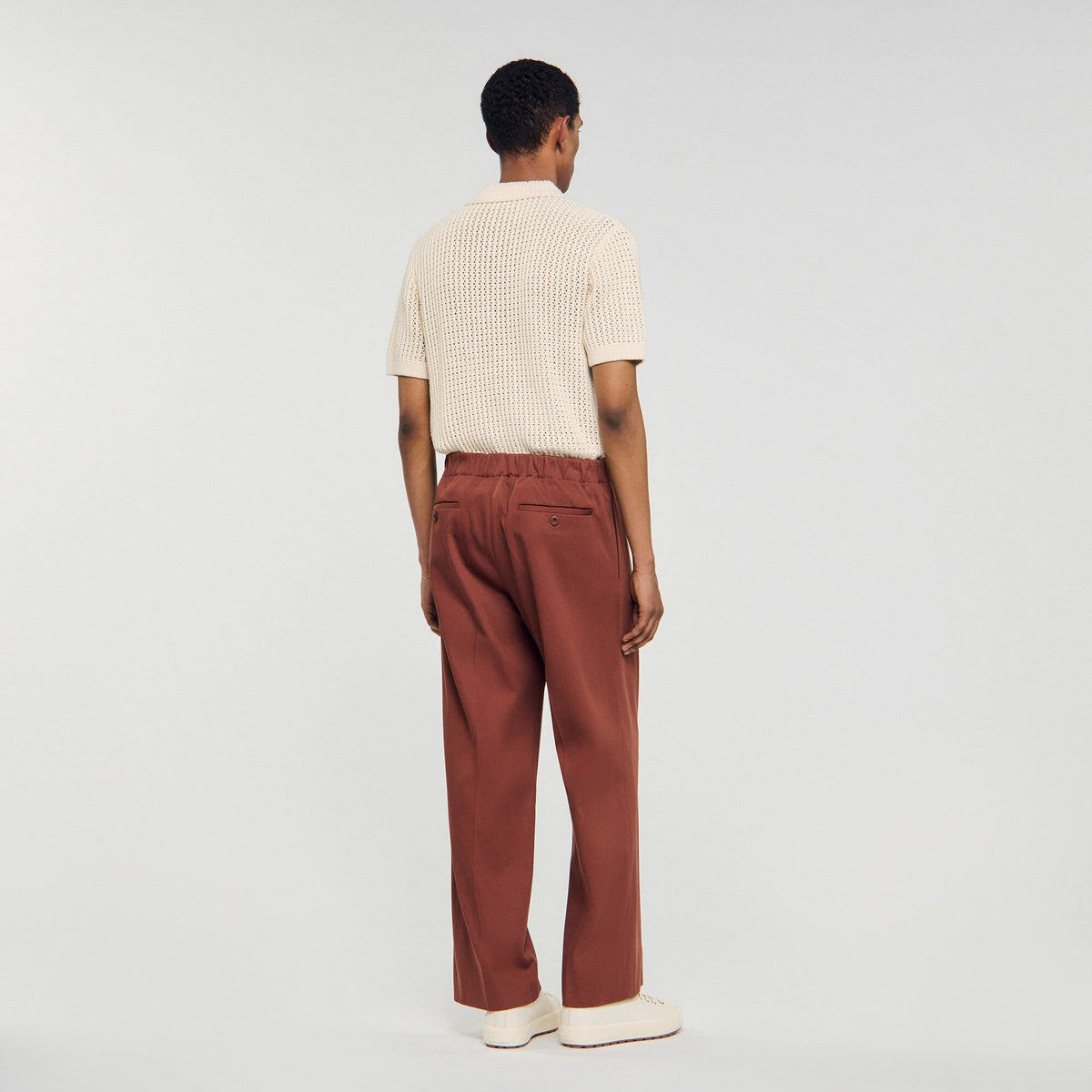 Elasticated wide-leg cotton trousers | Sandro