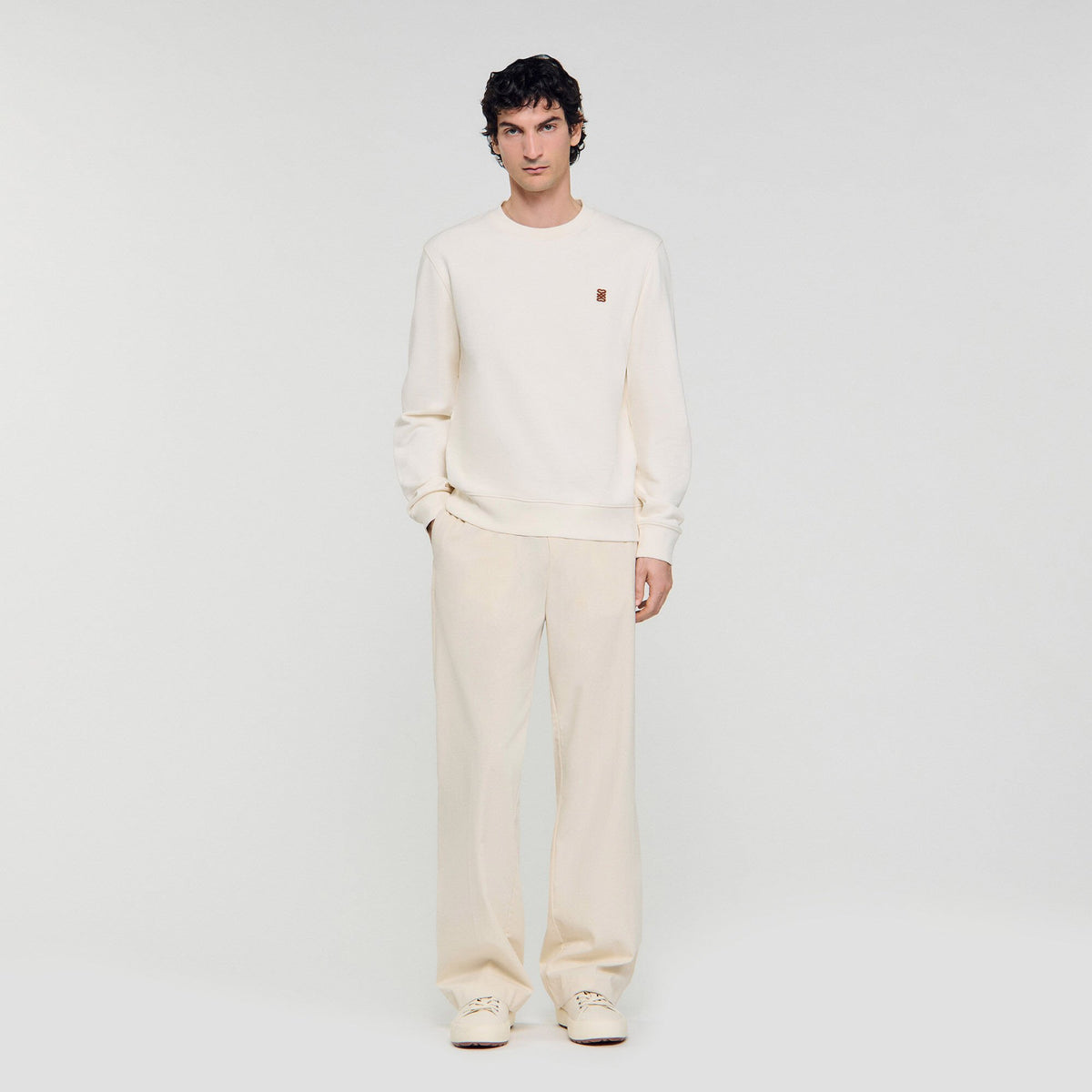 Oversized sweatshirt with leather patch | Sandro