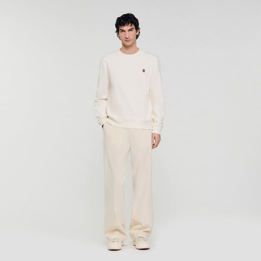 Oversized sweatshirt with leather patch | Sandro
