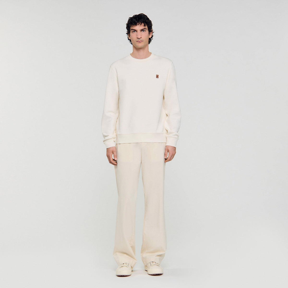 Oversized sweatshirt with leather patch | Sandro