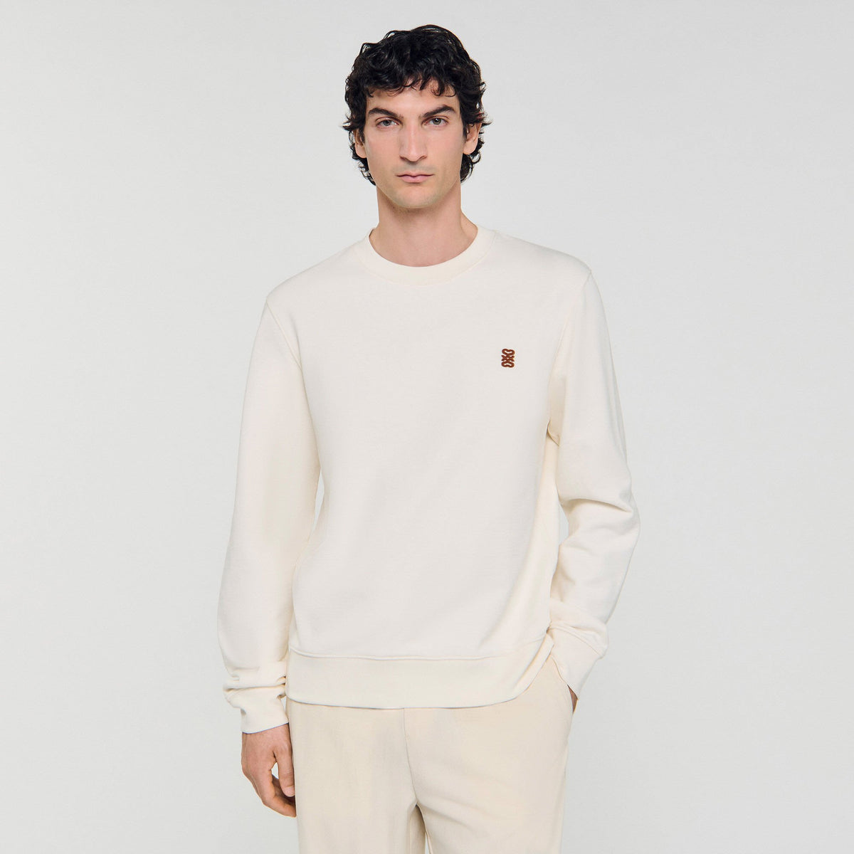 Oversized sweatshirt with leather patch | Sandro